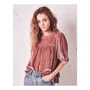 LSF Velvet Puff Sleeve Blouse